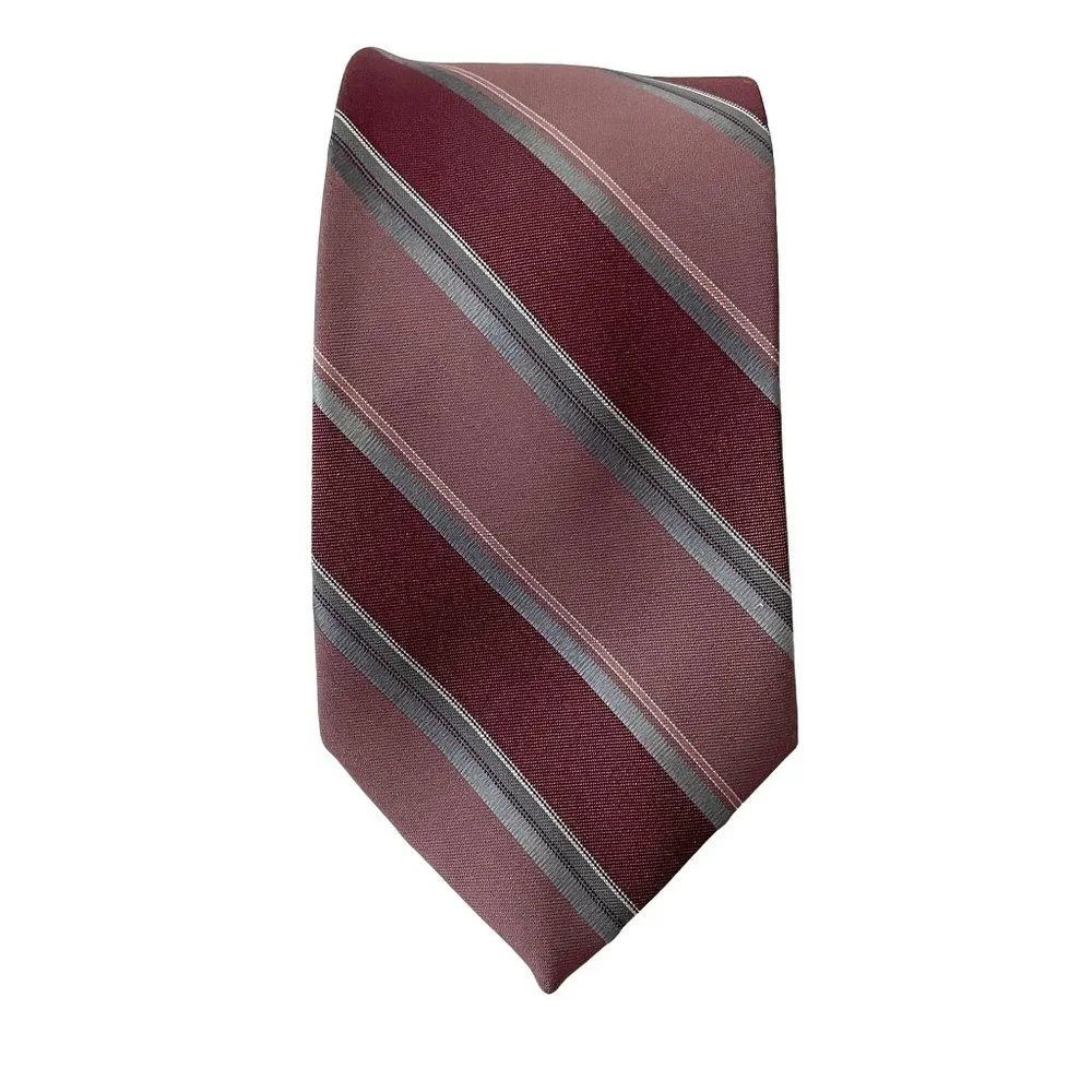 Vintage Lilly Dache' Tie Polyester & Silk Blend Striped‎ Plum Purple USA Necktie